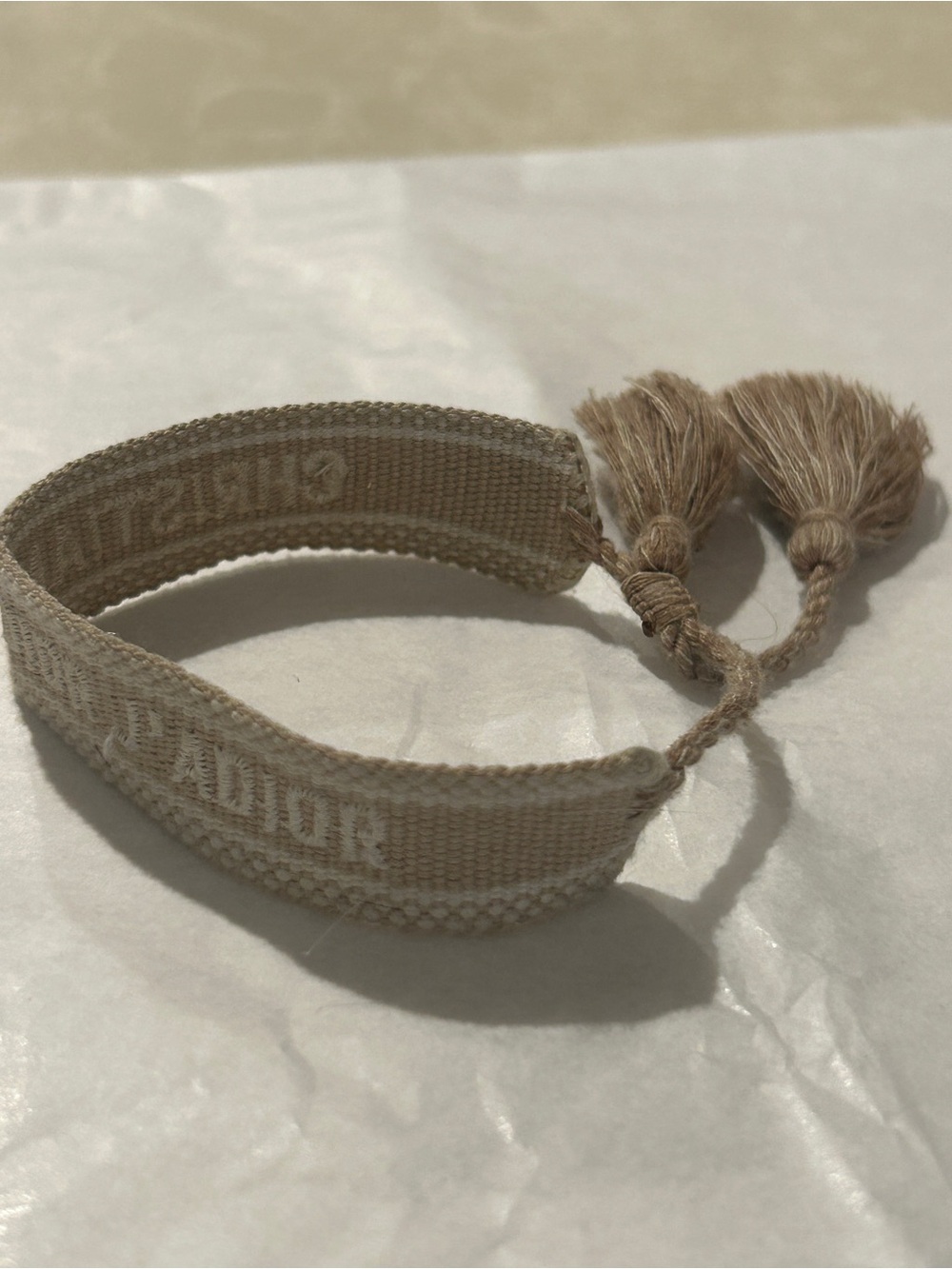 Beige Woven Tassel Friendship Bracelet